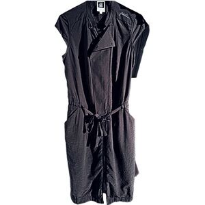 G-Star Aviator Biker Sleeveless Dress/Vest Zip Up & Snaps Black Sz M EUC
